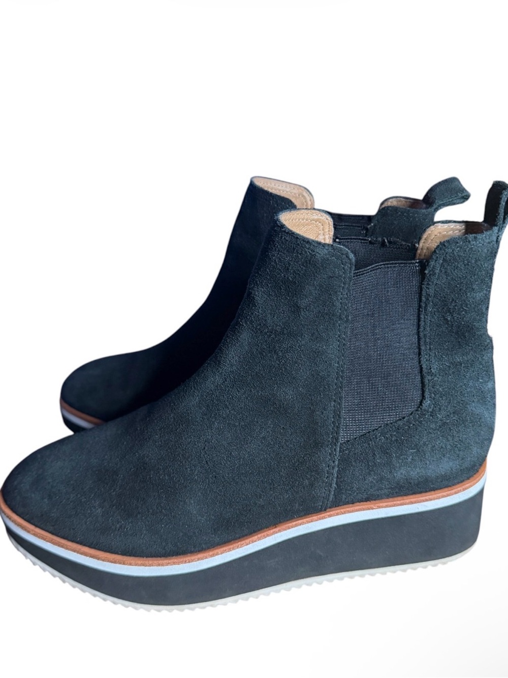 Women's Black Suede Wedge Chelsea Boots  ANTONIO MELANI
